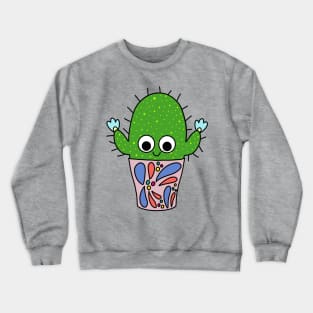 Cute Cactus Design #212: Big Cactus With Flowers In Nice Pot Crewneck Sweatshirt